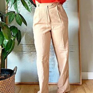 vtg 90s Talbots high waist 100% wool trousers size 6 neutral beige classic small